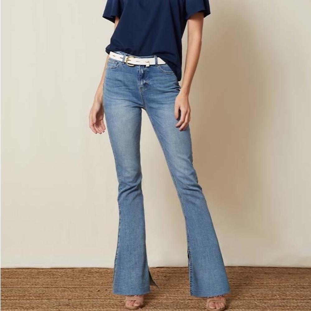 Matilda Jane Good Hart Naples High Rise Split Flare Jeans Size 14